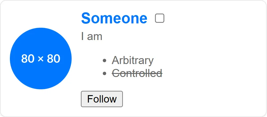 Some arbitrary user-card content