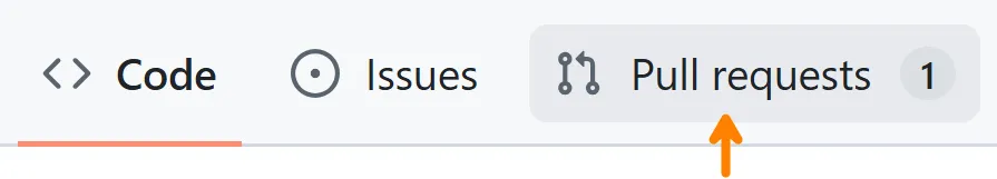The Pull requests tab in the GitHub repository menu, with a badge showing one open pull request