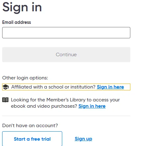 'Affiliated with a school or institution' option